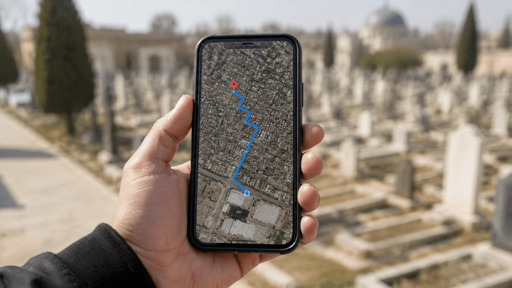 GPS-Koordinaten vom Grab und Weg vom Friedhofseingang
