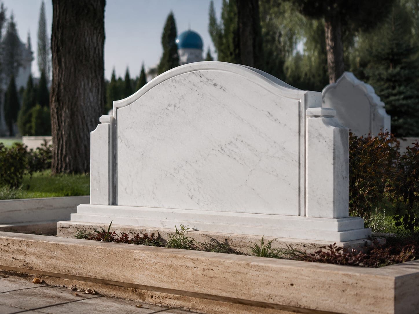 Travertin‑Denkmal (Premium) — Premium‑Stele (schlüsselfertig)