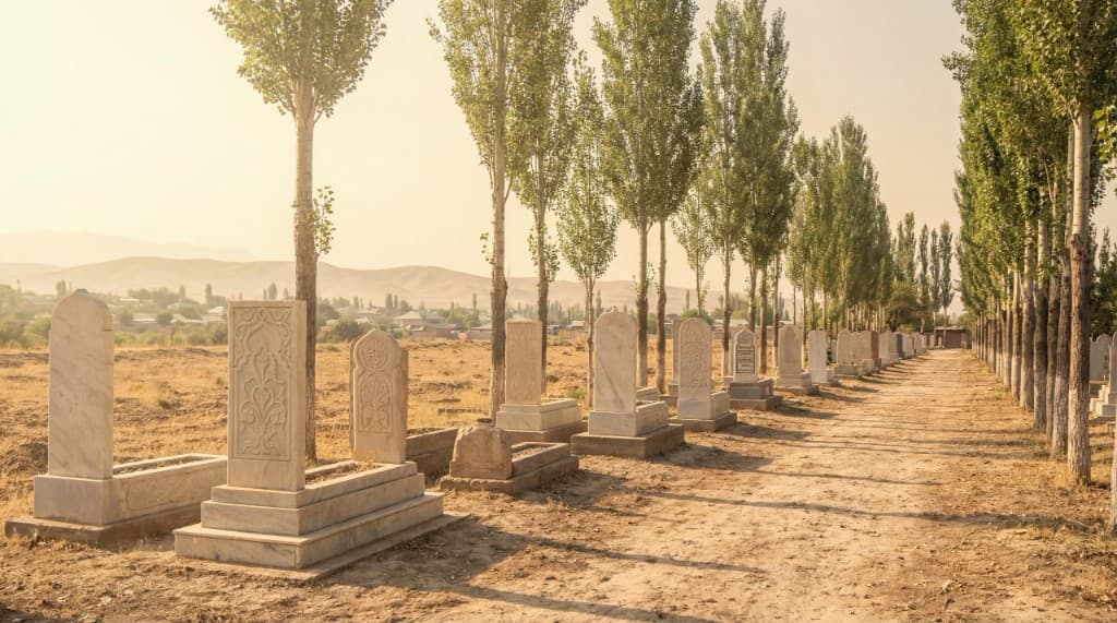 Кладбище, аллея и памятники